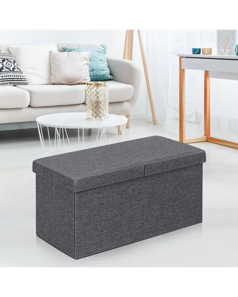 30 Inch Folding Storage Ottoman with Lift Top-Dark Gray - Dark Gray - Shoe Racks & Storage Benches