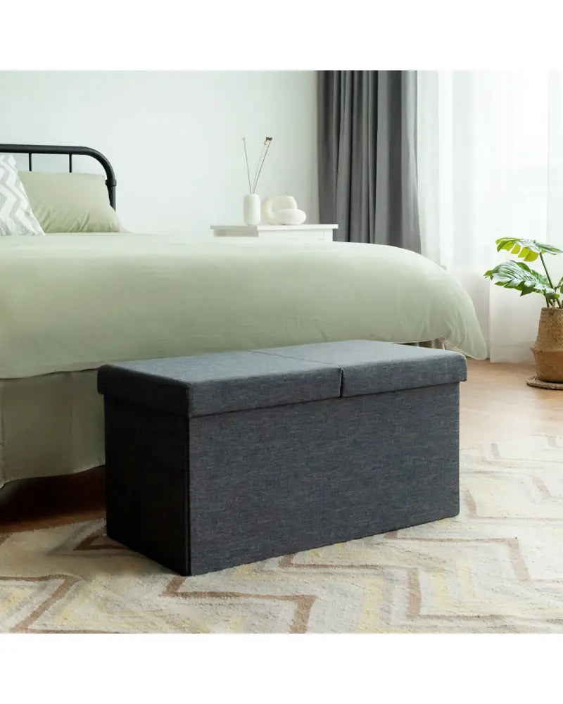 30 Inch Folding Storage Ottoman with Lift Top-Dark Gray - Dark Gray - Shoe Racks & Storage Benches
