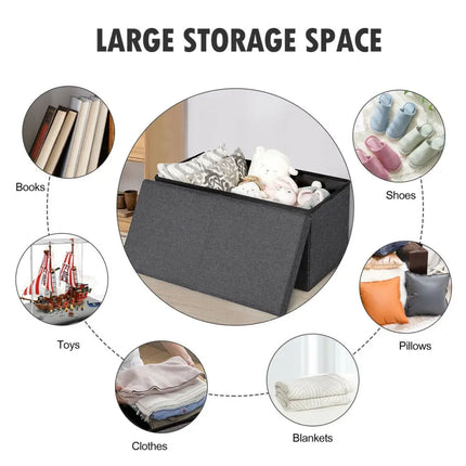 30 Inch Folding Storage Ottoman with Lift Top-Dark Gray - Dark Gray - Shoe Racks & Storage Benches