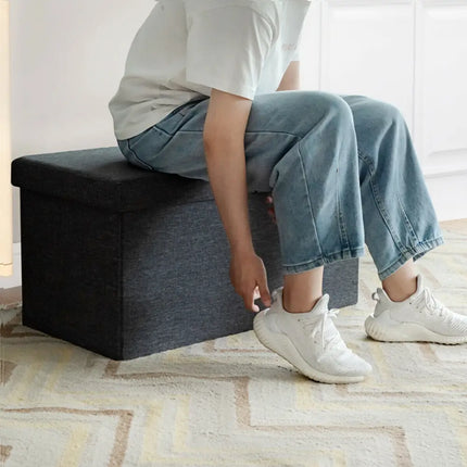 30 Inch Folding Storage Ottoman with Lift Top-Dark Gray - Dark Gray - Shoe Racks & Storage Benches