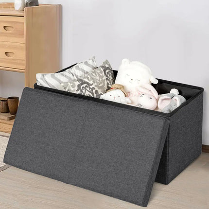 30 Inch Folding Storage Ottoman with Lift Top-Dark Gray - Dark Gray - Shoe Racks & Storage Benches