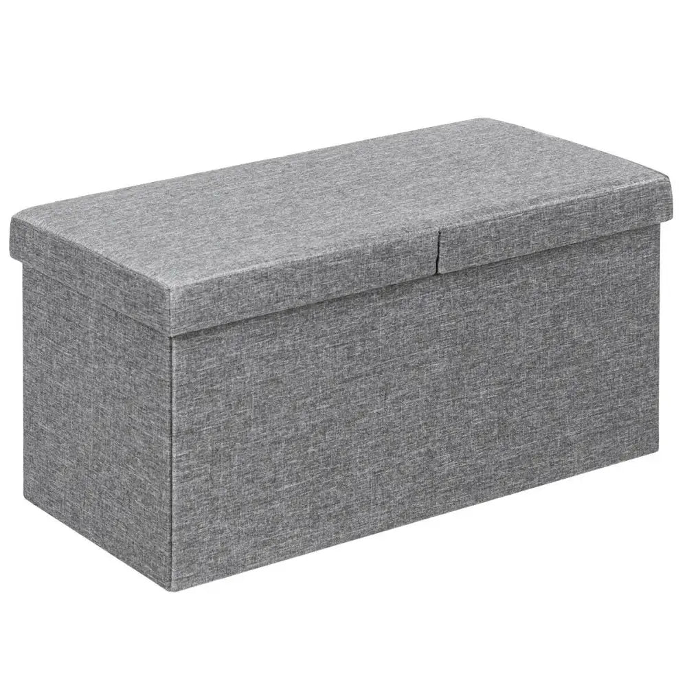 30 Inch Folding Storage Ottoman with Lift Top-Light Gray - Light Gray - Shoe Racks & Storage Benches