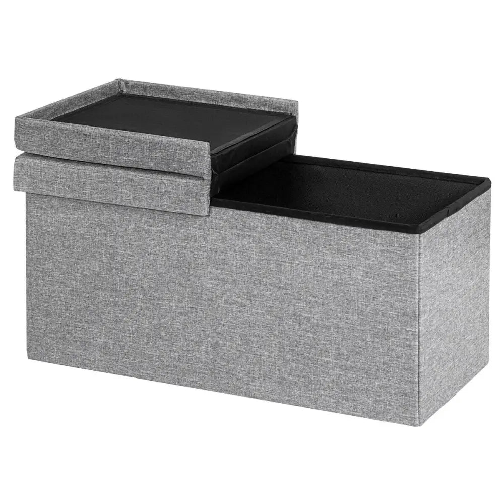 30 Inch Folding Storage Ottoman with Lift Top-Light Gray - Light Gray - Shoe Racks & Storage Benches