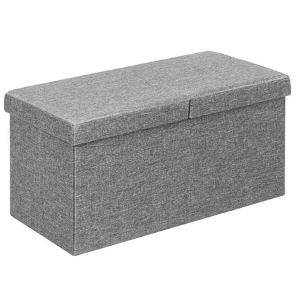 30 Inch Folding Storage Ottoman with Lift Top-Light Gray - Light Gray - Shoe Racks & Storage Benches