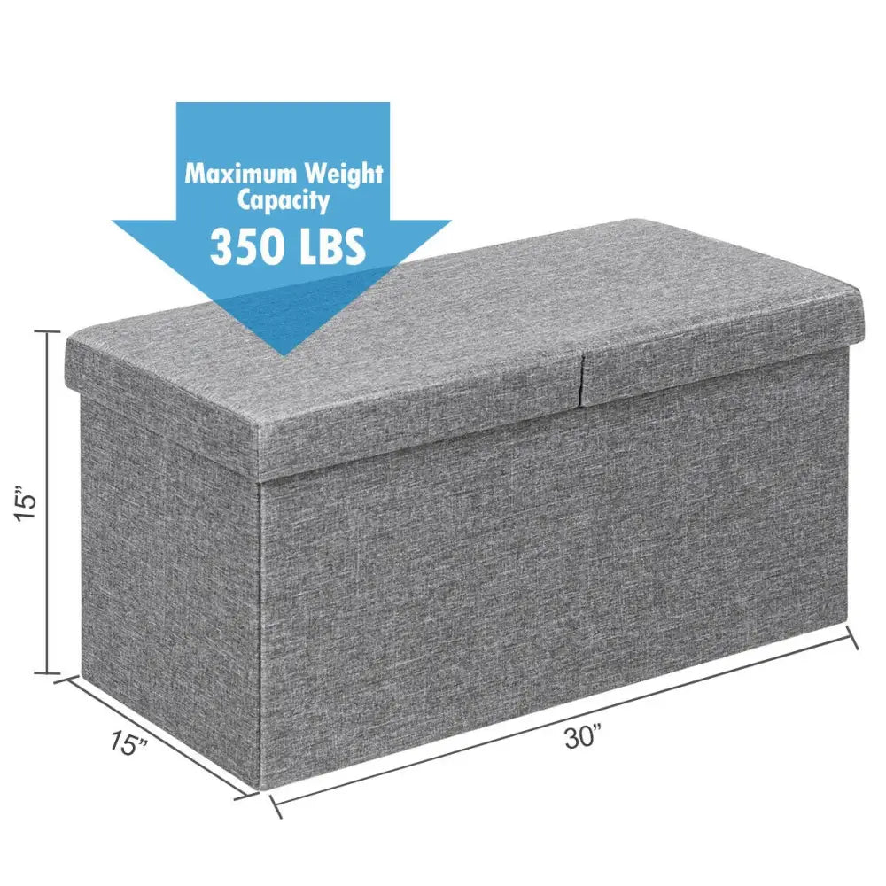 30 Inch Folding Storage Ottoman with Lift Top-Light Gray - Light Gray - Shoe Racks & Storage Benches