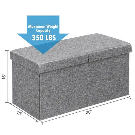 30 Inch Folding Storage Ottoman with Lift Top-Light Gray - Light Gray - Shoe Racks & Storage Benches