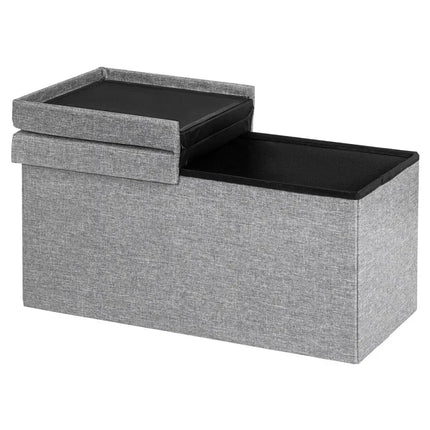 30 Inch Folding Storage Ottoman with Lift Top-Light Gray - Light Gray - Shoe Racks & Storage Benches