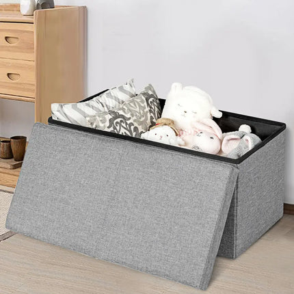 30 Inch Folding Storage Ottoman with Lift Top-Light Gray - Light Gray - Shoe Racks & Storage Benches