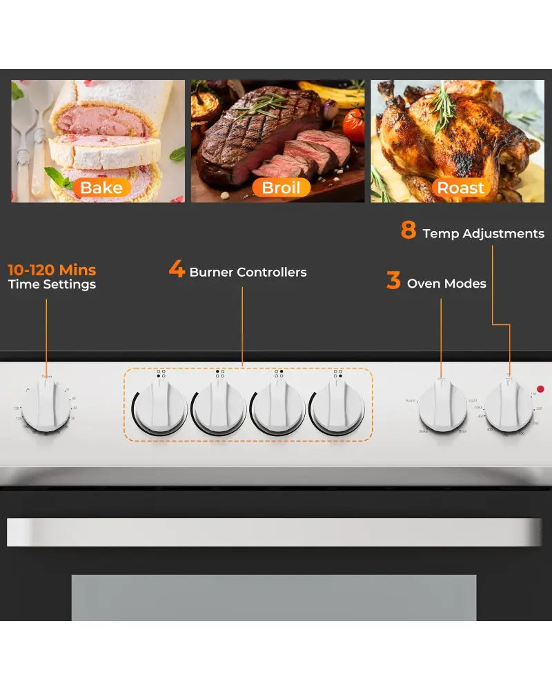 30 Inch Freestanding and Slide-in Kitchen Stove with 4 Burners Ceramic Cooktop-Silver - Silver - Food Warmers & Burners