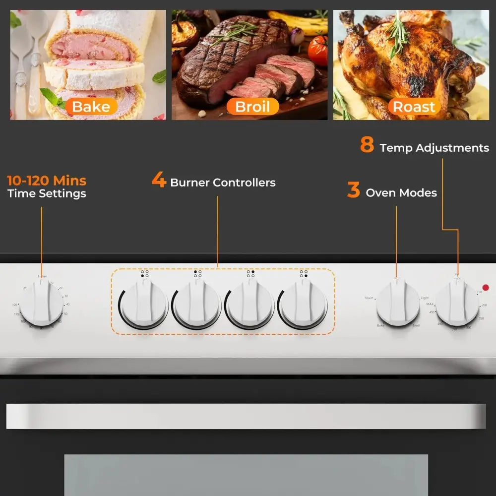 30 Inch Freestanding and Slide-in Kitchen Stove with 4 Burners Ceramic Cooktop-Silver Costway