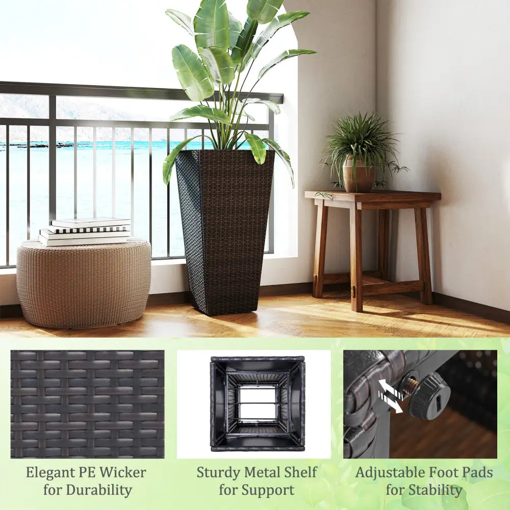 30 Inch Modern Decorative Planter Pots Set of 2 with Open-ended Base - Raised Garden Beds