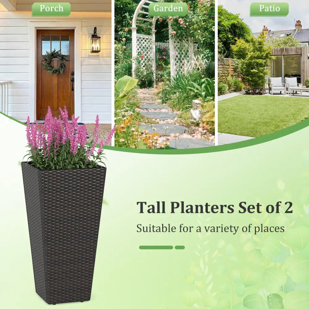 30 Inch Modern Decorative Planter Pots Set of 2 with Open-ended Base - Raised Garden Beds