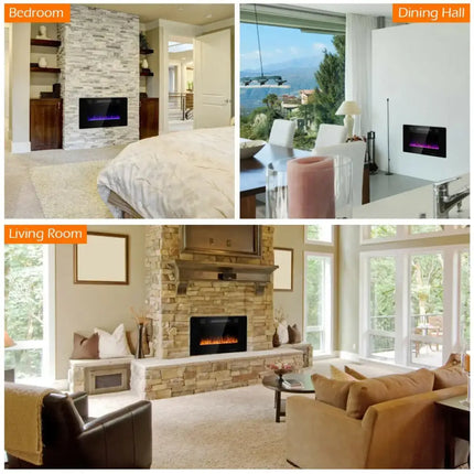 30-Inch Recessed Ultra Thin Electric Fireplace Heater with Glass Appearance Costway