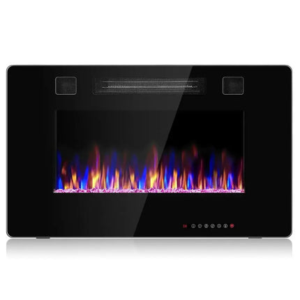 30-Inch Recessed Ultra Thin Electric Fireplace Heater with Glass Appearance Costway