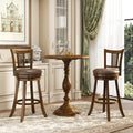 30 Inch Set of 2 Bar Stools with PE Rattan Backrest and Rubber Wood Frame-Brown Costway