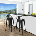 30 Inch Set of 4 Metal Counter Height Barstools with Low Back and Rubber Feet-Black Costway