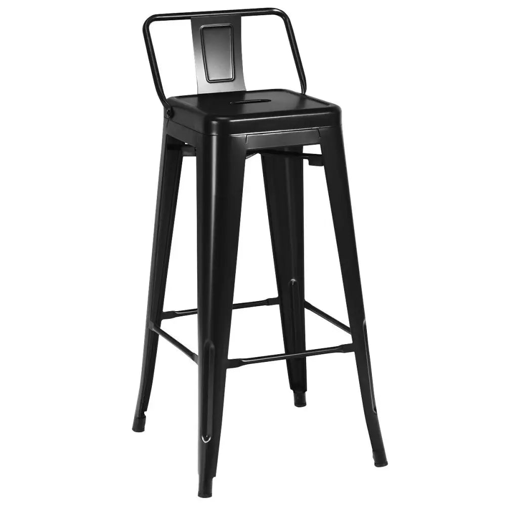 30 Inch Set of 4 Metal Counter Height Barstools with Low Back and Rubber Feet-Black Costway