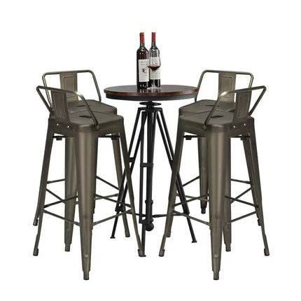 30 Inch Set of 4 Metal Counter Height Barstools with Low Back and Rubber Feet-Gun Costway