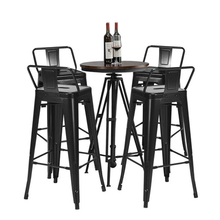30 Inch Set of 4 Metal Counter Height Barstools with Low Back and Rubber Feet-Black Costway