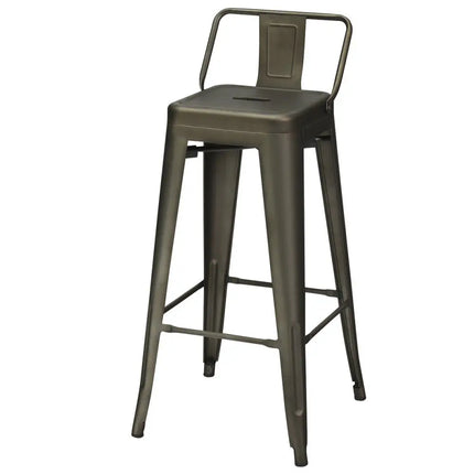 30 Inch Set of 4 Metal Counter Height Barstools with Low Back and Rubber Feet-Gun Costway