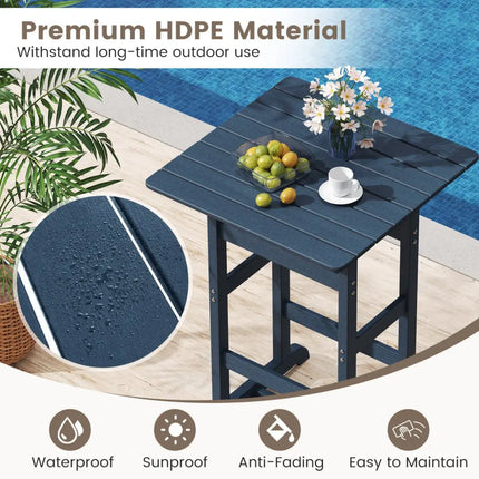 30 Inch Square Bar Table Dining Table with Slatted Tabletop for Poolside-Navy - Navy - Patio Bar Furniture