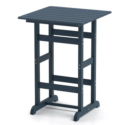 30 Inch Square Bar Table Dining Table with Slatted Tabletop for Poolside-Navy - Navy - Patio Bar Furniture