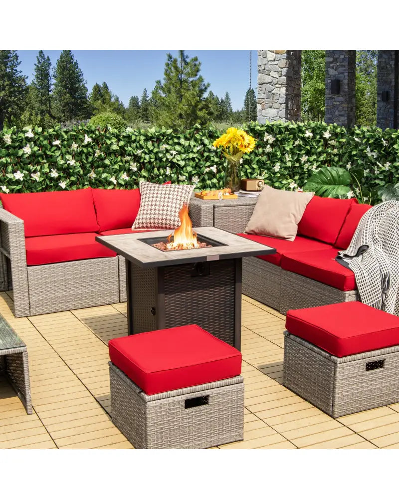 30 Inch Square Propane Gas Fire Pit Table Ceramic Tabletop - Gray - Fire Pit Tables