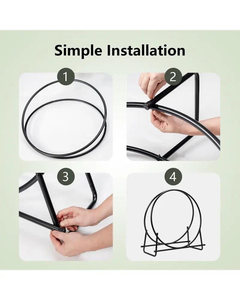 30-Inch Tubular Steel Log Hoop Firewood Storage Rack - Black - Log Storage