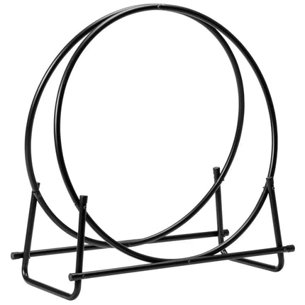 30-Inch Tubular Steel Log Hoop Firewood Storage Rack - Black - Log Storage