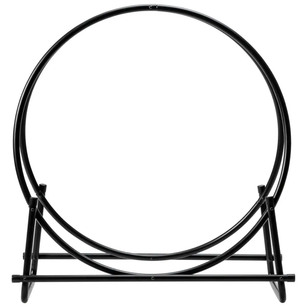30-Inch Tubular Steel Log Hoop Firewood Storage Rack - Black - Log Storage