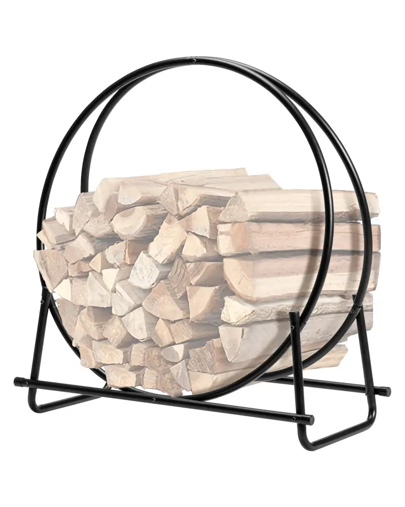 30-Inch Tubular Steel Log Hoop Firewood Storage Rack - Black - Log Storage