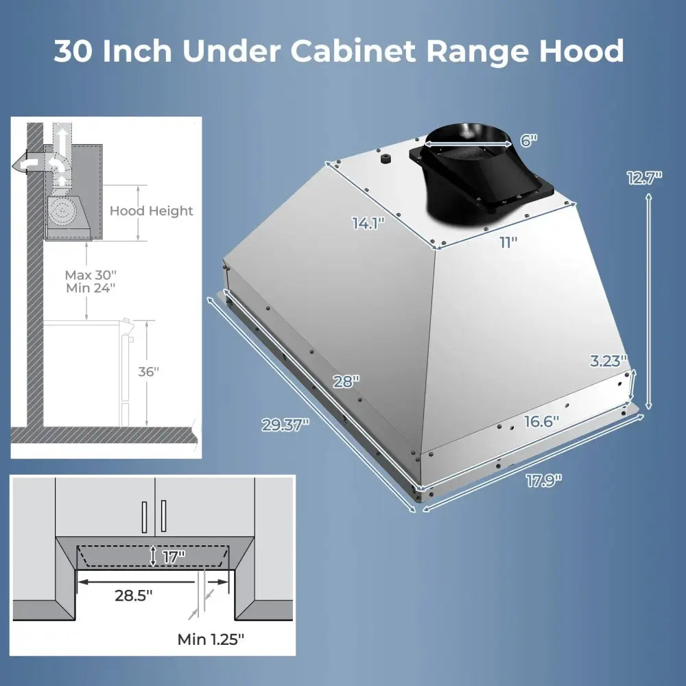 30 Inch Under Cabinet Range Hood with 4 Fan Speeds and Baffles Filters-Silver Costway