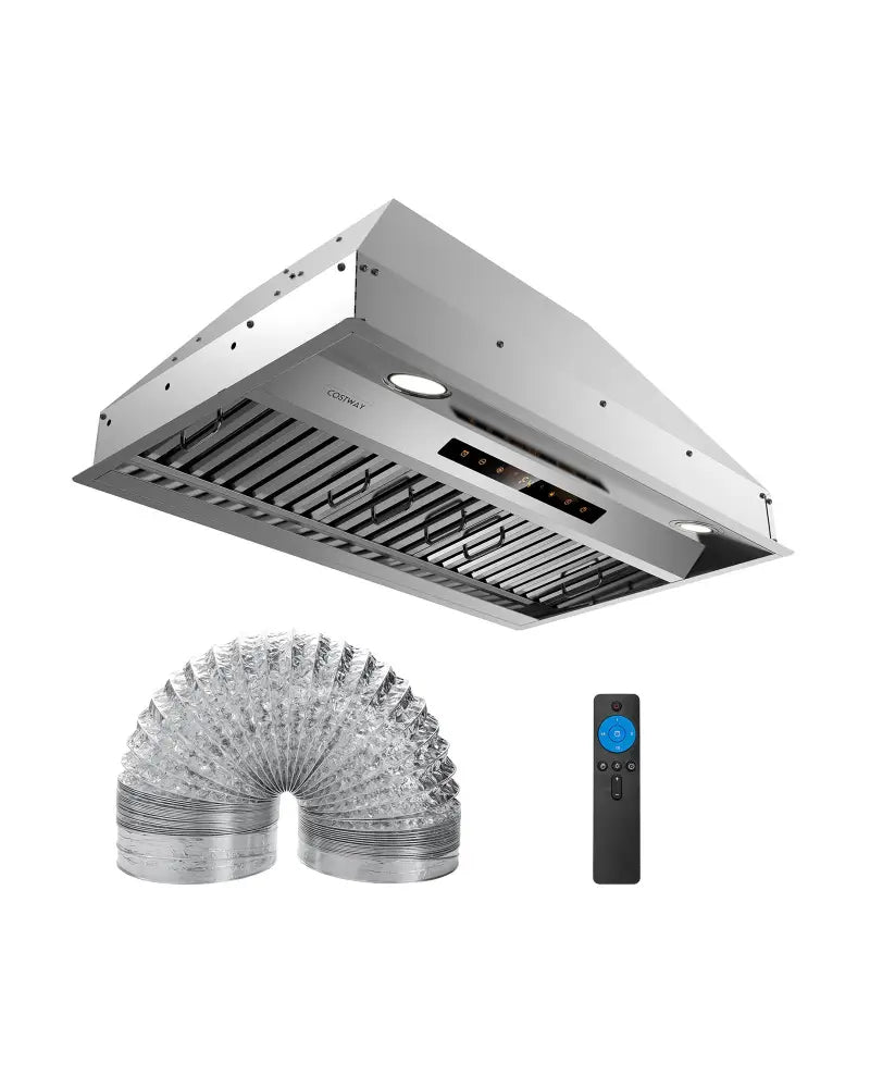 30 Inch Under Cabinet Range Hood with 4 Fan Speeds and Baffles Filters-Silver - Silver - Kitchen Appliances