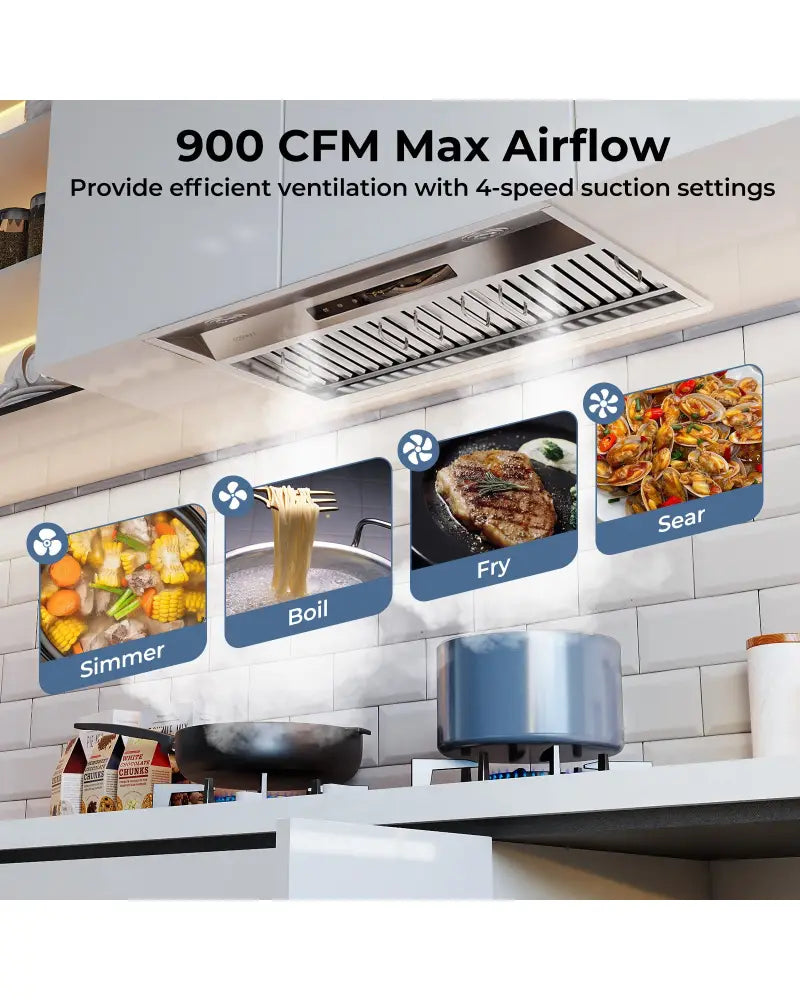 30 Inch Under Cabinet Range Hood with 4 Fan Speeds and Baffles Filters-Silver - Silver - Kitchen Appliances