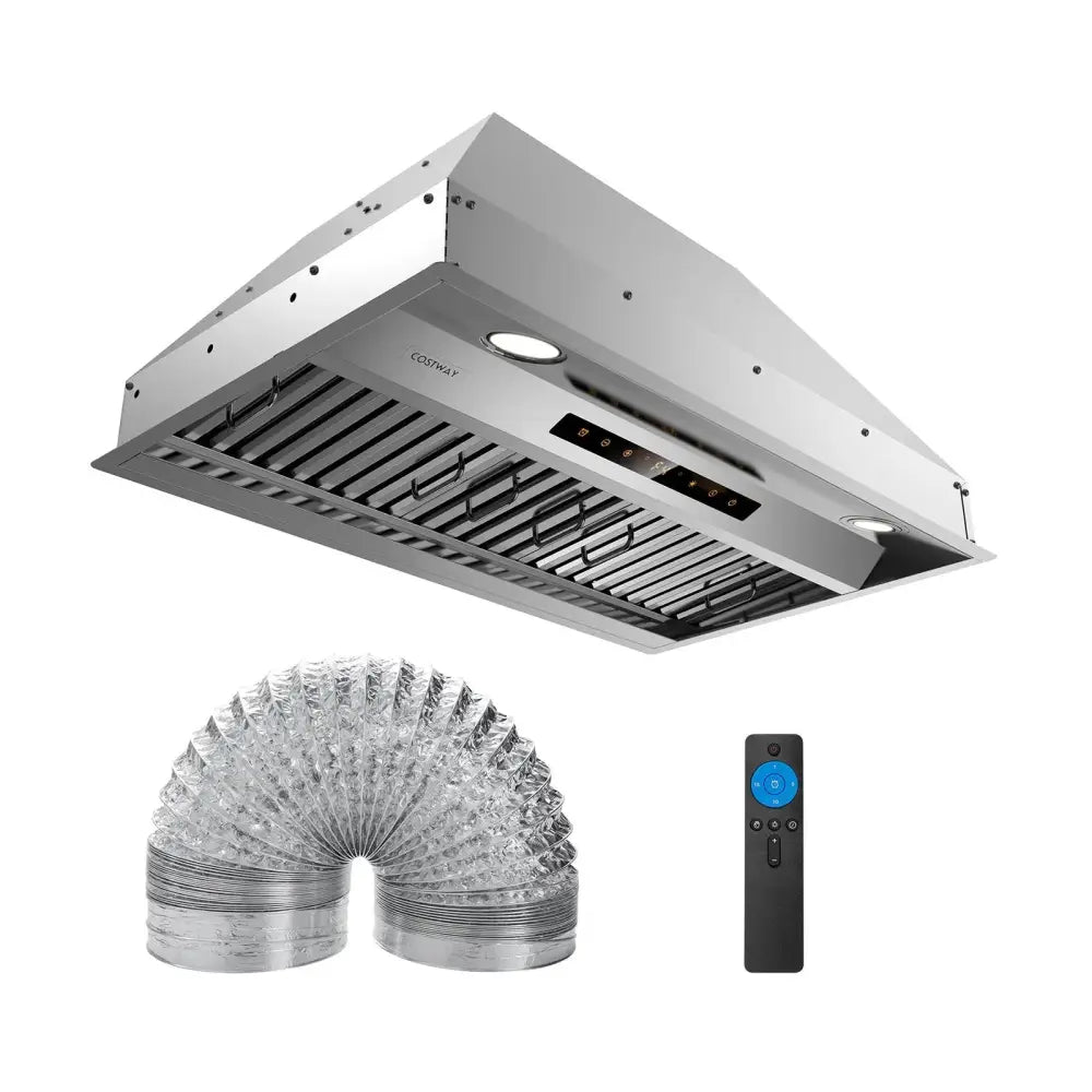 30 Inch Under Cabinet Range Hood with 4 Fan Speeds and Baffles Filters-Silver Costway
