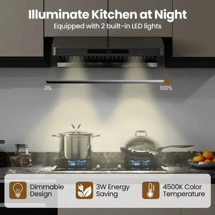 30 Inch Under Cabinet Range Hood with Oil Collector 900 CFM Stainless Steel Kitchen Vent-Silver Costway