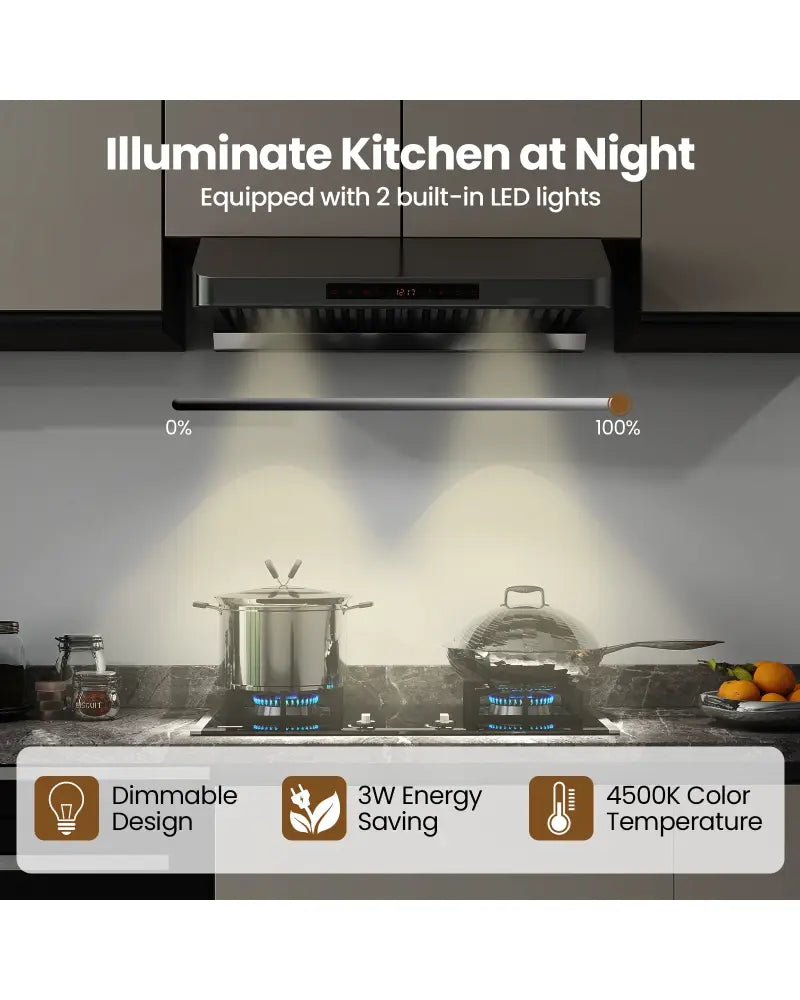 30 Inch Under Cabinet Range Hood with Oil Collector 900 CFM Stainless Steel Kitchen Vent-Silver - Silver - Kitchen