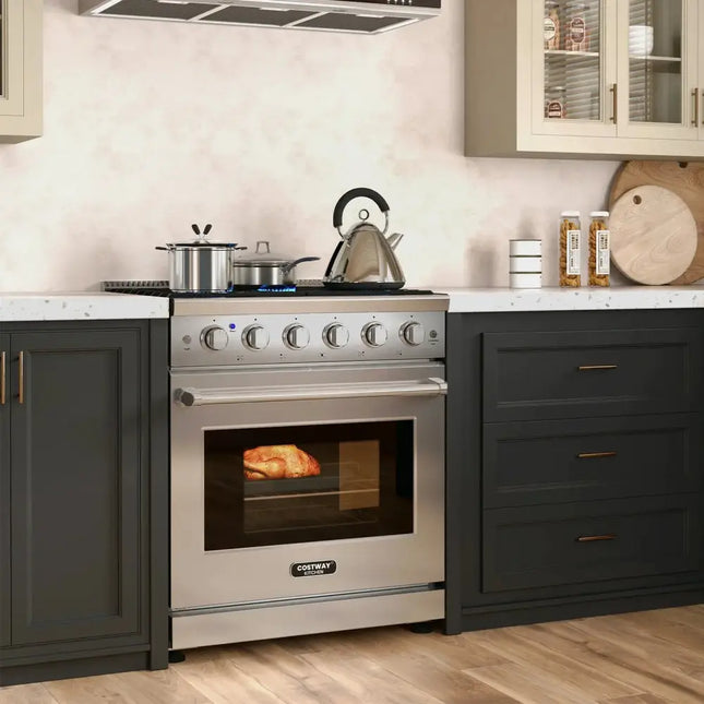 30 Inches 120V Natural Gas Range with 5 Burners Cooktop Costway