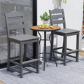 30 Inches Counter Height HDPE Bar Stool with Backrest and Footrest-Gray - Gray - Patio Bar Furniture