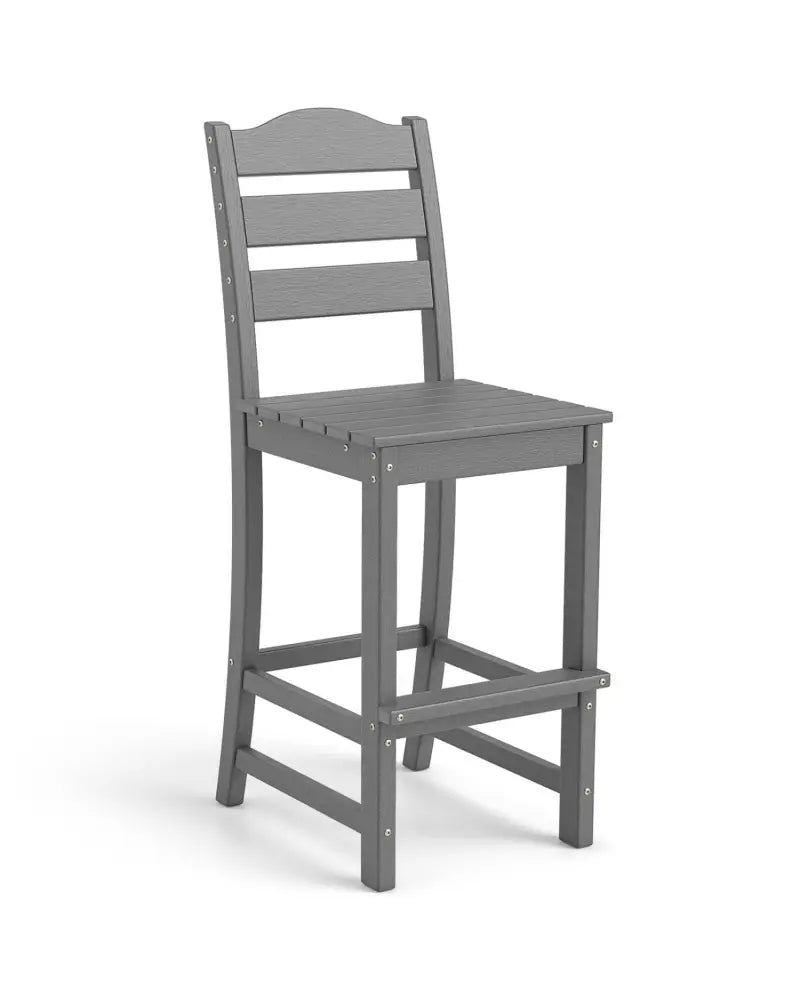 30 Inches Counter Height HDPE Bar Stool with Backrest and Footrest-Gray - Gray - Patio Bar Furniture
