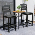 30 Inches Counter Height HDPE Bar Stool with Backrest and Footrest-Black - Black - Patio Bar Furniture
