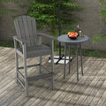 30 Inches Counter Height Outdoor HDPE Bar Stool with Armrests and Footrest-Gray - Gray - Patio Bar Furniture