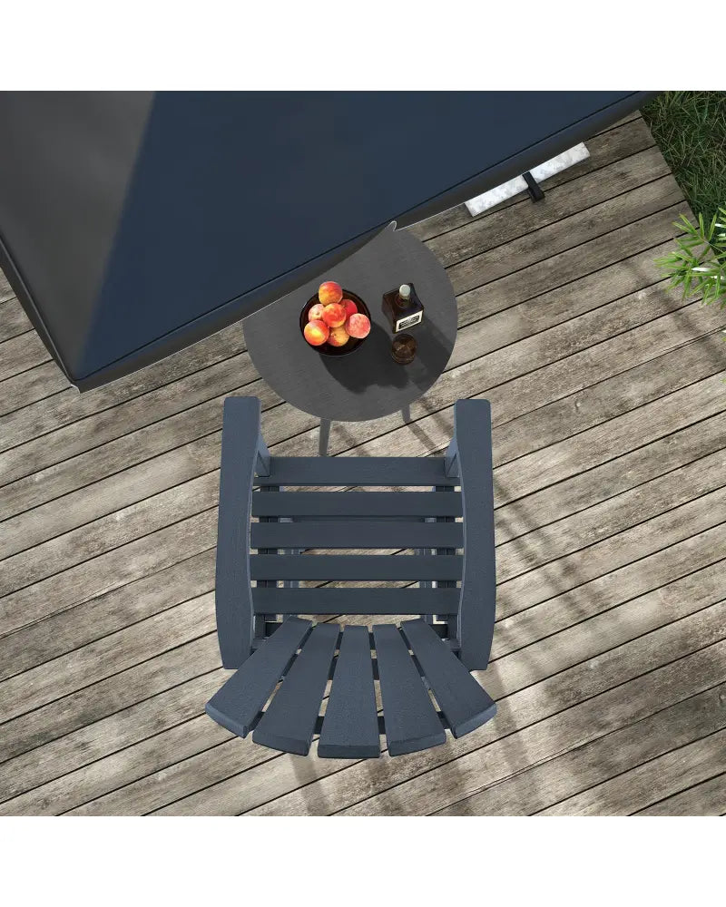 30 Inches Counter Height Outdoor HDPE Bar Stool with Armrests and Footrest-Navy - Navy - Patio Bar Furniture