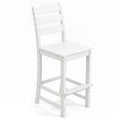 30 Inches HDPE Outdoor Counter Height Bar Stool with Back and Footrest-White - White - Patio Bar Furniture