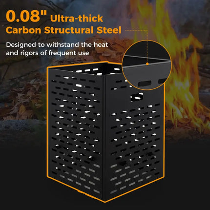 30 Inches Ultra Thick Burn Barrel with Venting Patterns and 4 Cross Braces - Fireplace Tools