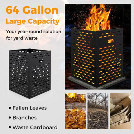 30 Inches Ultra Thick Burn Barrel with Venting Patterns and 4 Cross Braces - Fireplace Tools