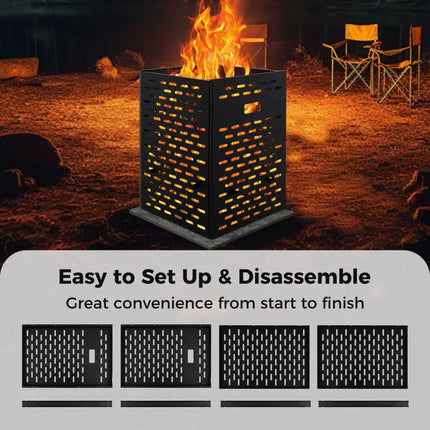 30 Inches Ultra Thick Burn Barrel with Venting Patterns and 4 Cross Braces - Fireplace Tools