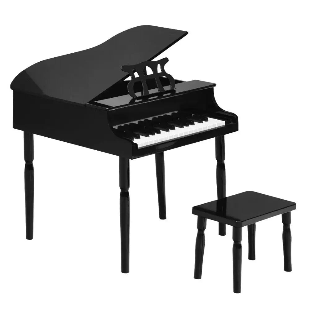 30-Key Wood Toy Kids Grand Piano with Bench and Music Rack-Black - Black - Pianos & Keyboards