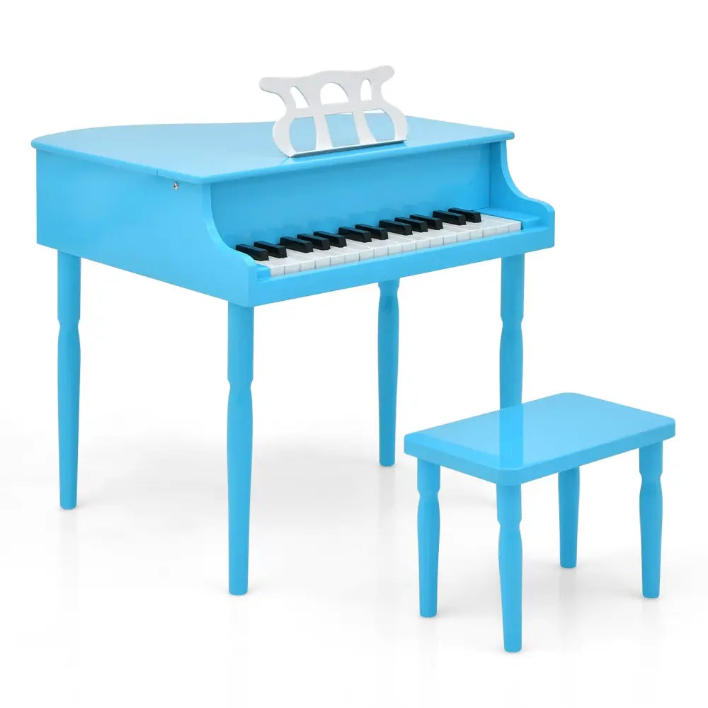 30-Key Wood Toy Kids Grand Piano with Bench and Music Rack-Blue - Blue - Pianos & Keyboards