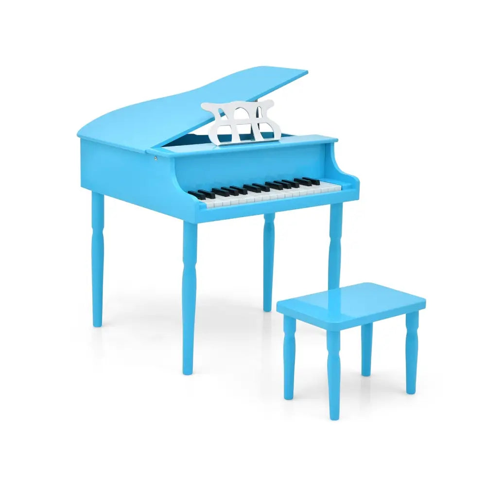 30-Key Wood Toy Kids Grand Piano with Bench and Music Rack-Blue - Blue - Pianos & Keyboards